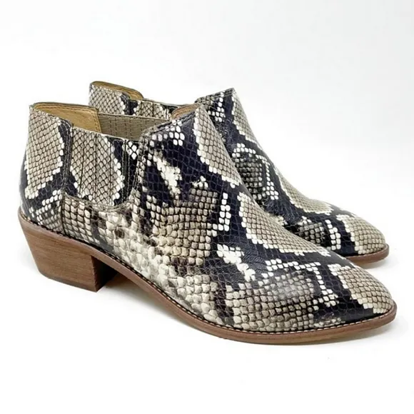 MADEWELL Low Chelsie Snake Print Embossed Leather Bootie Boot Womens size 7