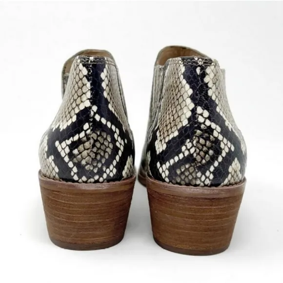 MADEWELL Low Chelsie Snake Print Embossed Leather Bootie Boot Womens size 7