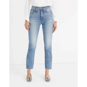Madewell Perfect Vintage Crop Jean Women 30T Raw Hem 5-Pocket Denim Cotton Blue