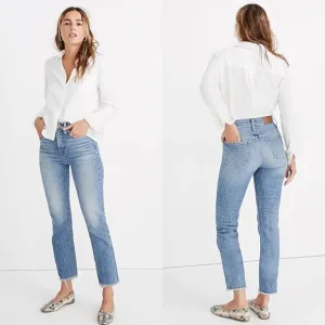 Madewell Perfect Vintage Jeans 24 High Rise Tapered Raw Hem Mom 90s Ainsworth