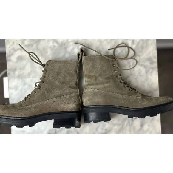 Madewell Shelton Lace-Up Boot Women 6 Suede Leather in Burnt Olive Combat Preppy