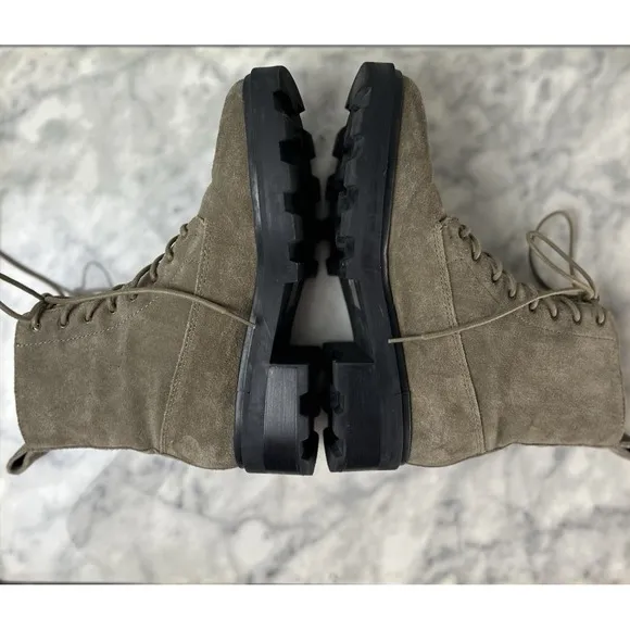 Madewell Shelton Lace-Up Boot Women 6 Suede Leather in Burnt Olive Combat Preppy