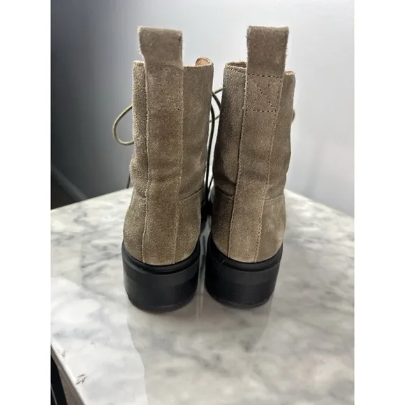 Madewell Shelton Lace-Up Boot Women 6 Suede Leather in Burnt Olive Combat Preppy