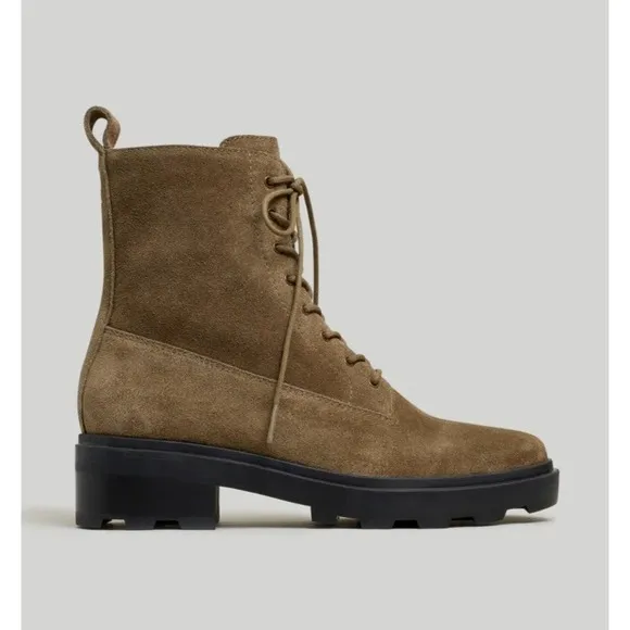 Madewell Shelton Lace-Up Boot Women 6 Suede Leather in Burnt Olive Combat Preppy