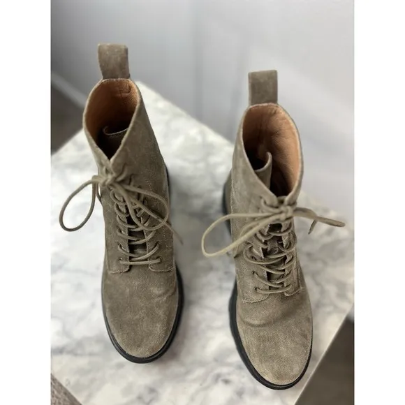 Madewell Shelton Lace-Up Boot Women 6 Suede Leather in Burnt Olive Combat Preppy