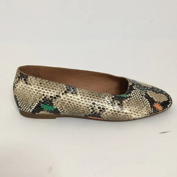 Madewell The Cory Flat In Snake Embossed Leather 6.5