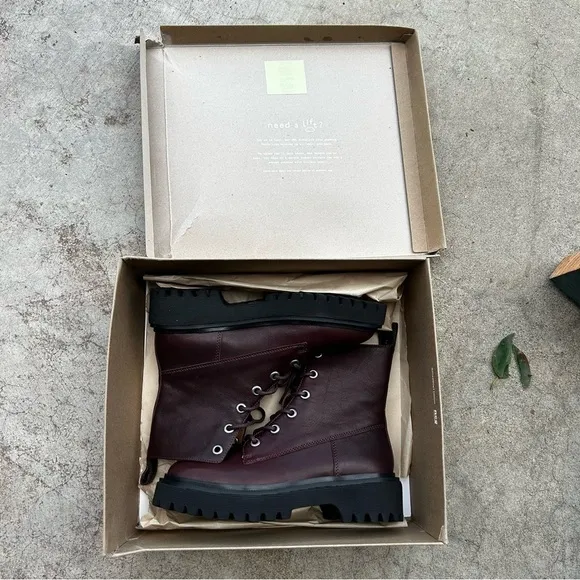 Madewell The Rayna Lace-Up Boot in Leather NIB