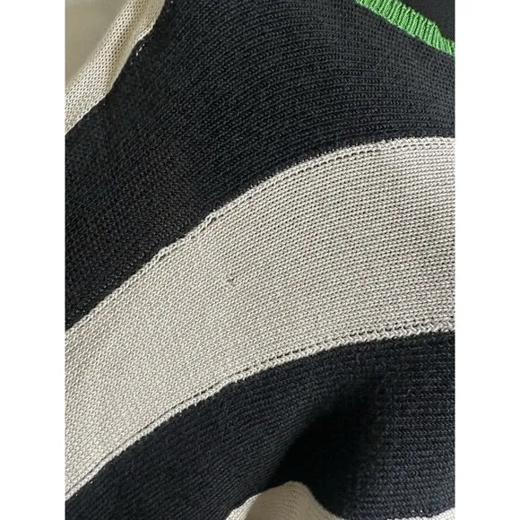 Maeve By Anthropologie Slouchy Boatneck White Black Green Sweater Women's SMALL