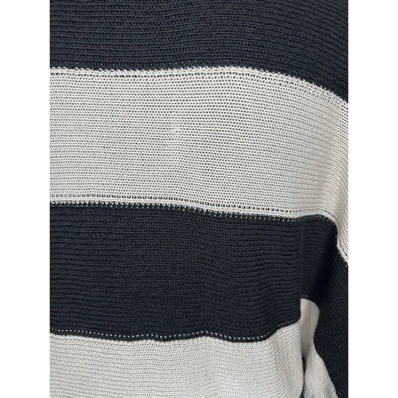 Maeve By Anthropologie Slouchy Boatneck White Black Green Sweater Women's SMALL