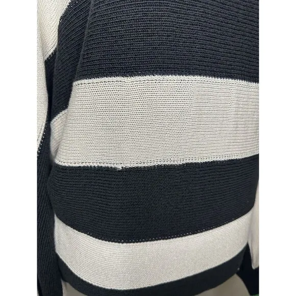 Maeve By Anthropologie Slouchy Boatneck White Black Green Sweater Women's SMALL