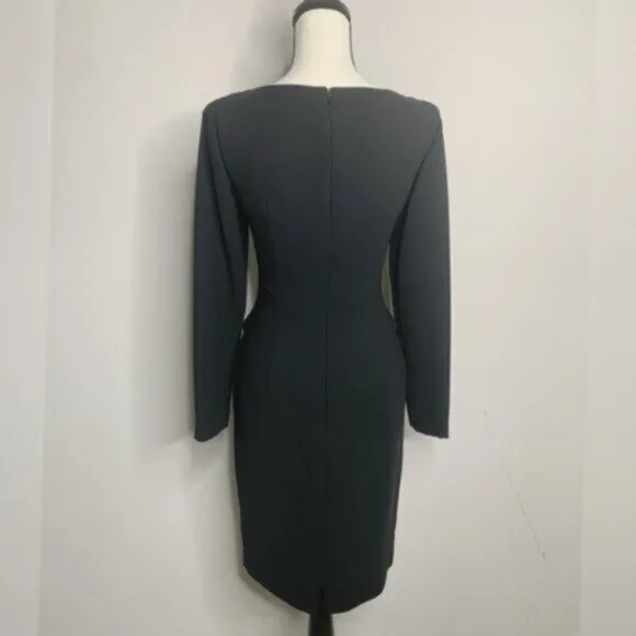 Maggy London Black Prestine Long Sleeve Boat Neck Sheath Dress