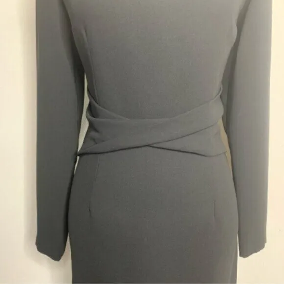 Maggy London Black Prestine Long Sleeve Boat Neck Sheath Dress