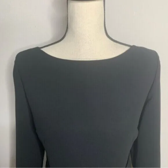 Maggy London Black Prestine Long Sleeve Boat Neck Sheath Dress