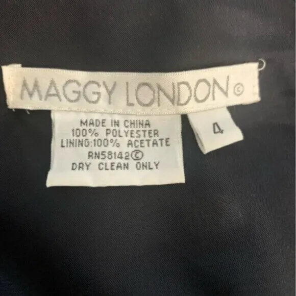Maggy London Black Prestine Long Sleeve Boat Neck Sheath Dress