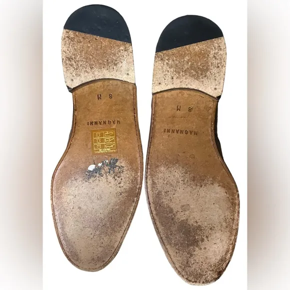 Magnanni 9340 Brown Leather Moccasin Toe Casual Penny Loafer Shoes Men's Sz 8M