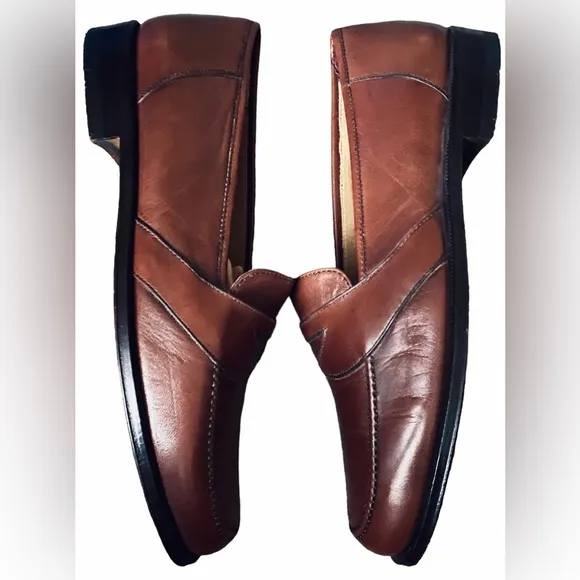 Magnanni 9340 Brown Leather Moccasin Toe Casual Penny Loafer Shoes Men's Sz 8M
