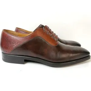 Magnanni Oxford Shoes Men's 11 Cognac Tobacco Two Tone Derby Lace Up Portugal