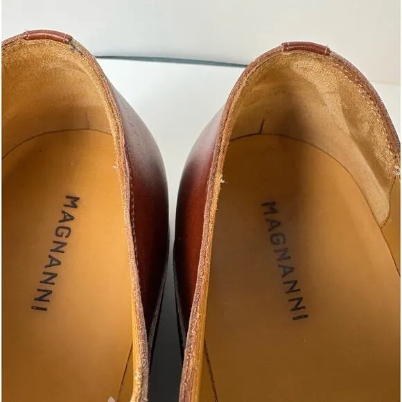 Magnanni Oxford Shoes Men's 11 Cognac Tobacco Two Tone Derby Lace Up Portugal