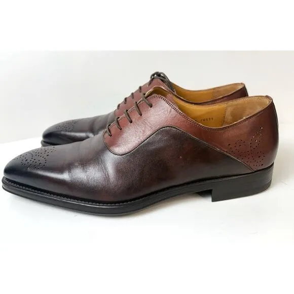 Magnanni Oxford Shoes Men's 11 Cognac Tobacco Two Tone Derby Lace Up Portugal