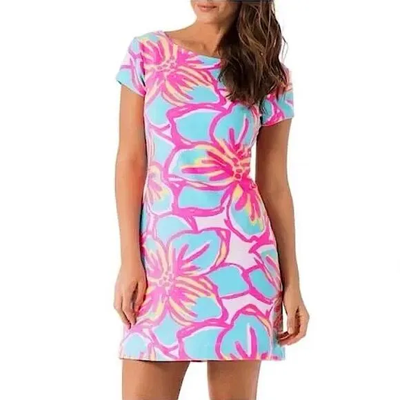 Mahi Gold Addie Dress in Let’s Luau Flamingo Pink (Medium)