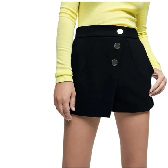 MAJE Image Button-Detail Recycled Polyester-Blend Shorts Skort Size 36/S