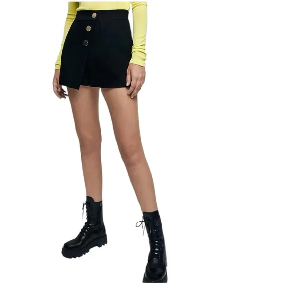 MAJE Image Button-Detail Recycled Polyester-Blend Shorts Skort Size 36/S
