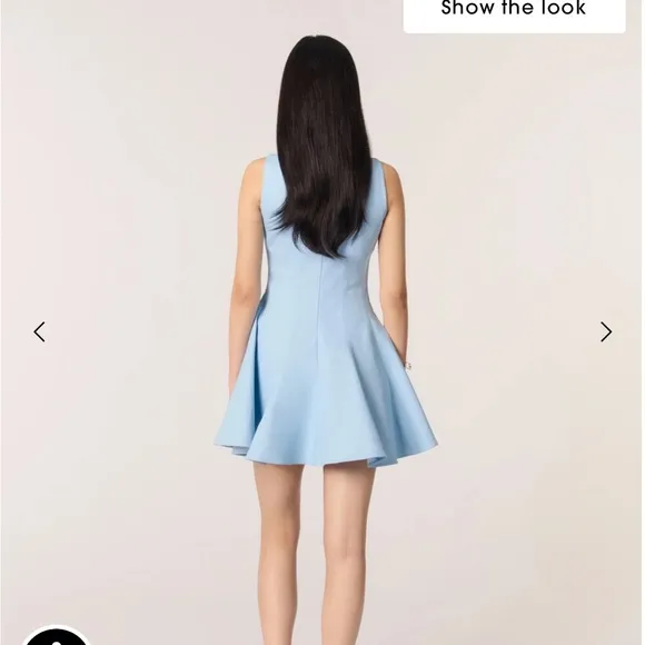 Maje Mini Flared Cotton Blue Sleeveless Dress