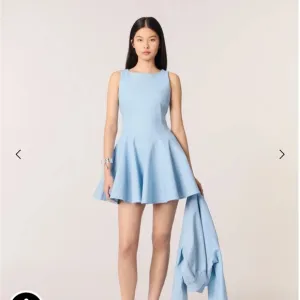 Maje Mini Flared Cotton Blue Sleeveless Dress