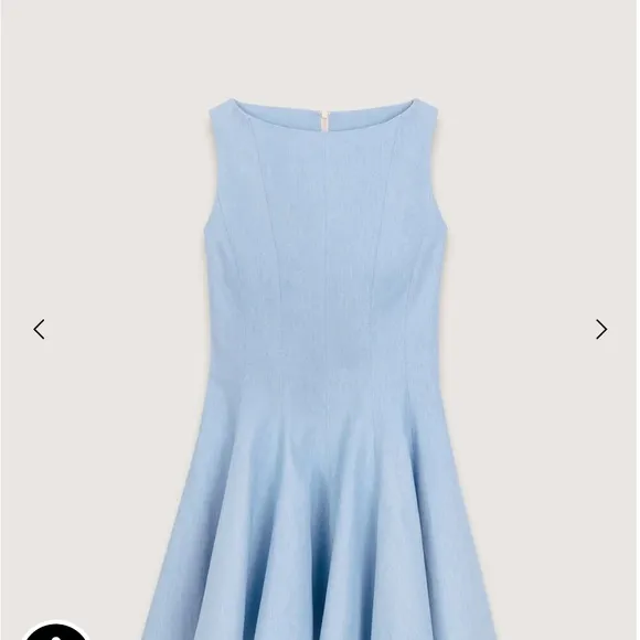 Maje Mini Flared Cotton Blue Sleeveless Dress