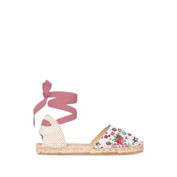 MANEBI LoveShackFancy Womens Pink Rose Gold Tone  Leather Espadrille Shoes 39