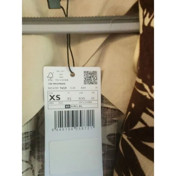 Mango Women's Brown Tropical Print Blaze UK Size XS US XXS fits‎ like 8