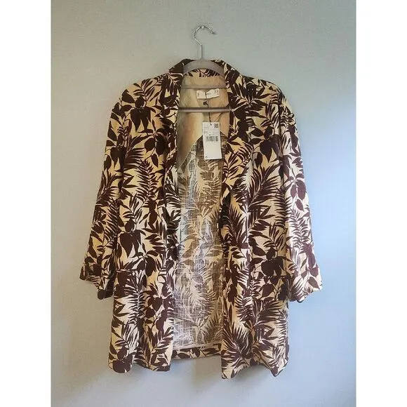 Mango Women's Brown Tropical Print Blaze UK Size XS US XXS fits‎ like 8