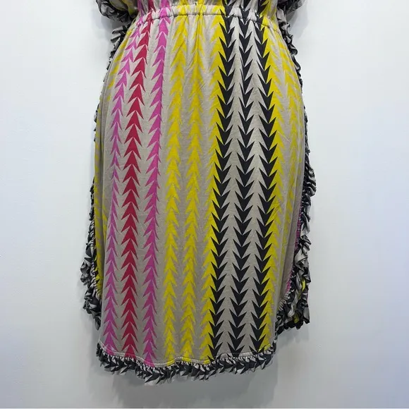 Marc by Marc Jacobs Chevron Stripe Ruffle Dress Colorful Sleeveless Size XS