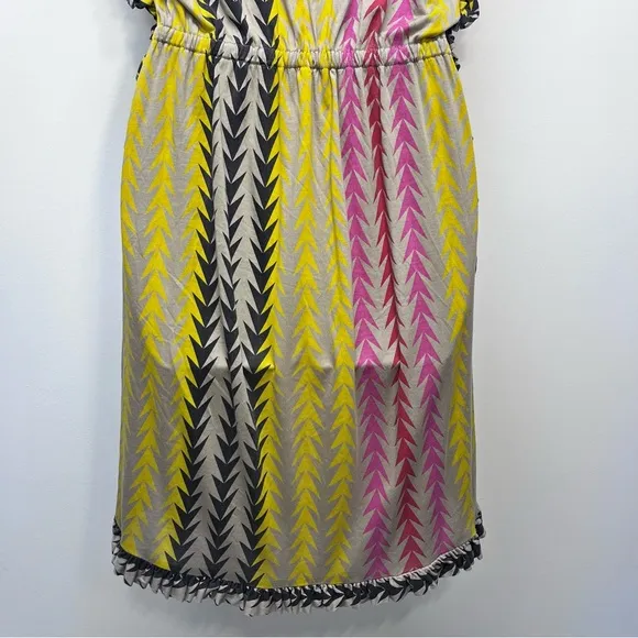 Marc by Marc Jacobs Chevron Stripe Ruffle Dress Colorful Sleeveless Size XS