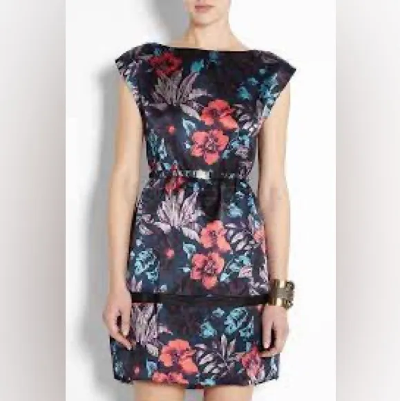 Marc By Marc Jacobs Horizon Teal Multi Silk Floral Belted Dress