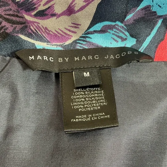 Marc By Marc Jacobs Horizon Teal Multi Silk Floral Belted Dress