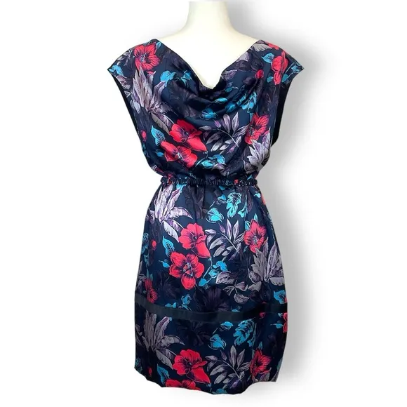 Marc By Marc Jacobs Horizon Teal Multi Silk Floral Belted Dress