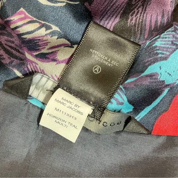 Marc By Marc Jacobs Horizon Teal Multi Silk Floral Belted Dress