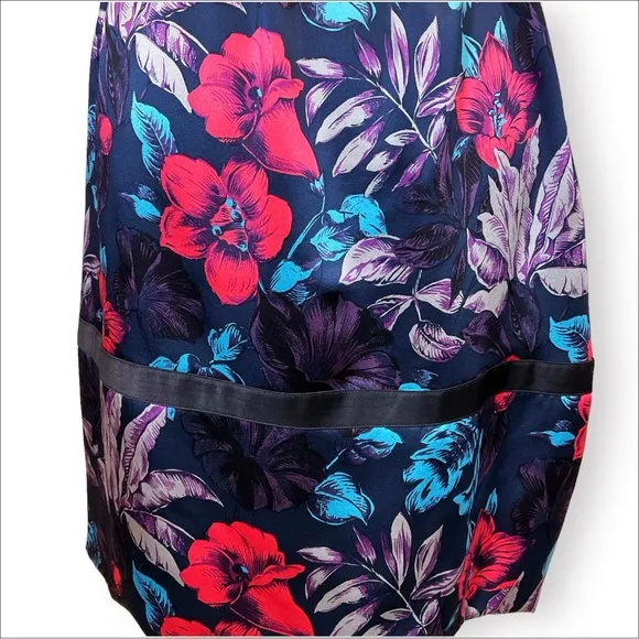 Marc By Marc Jacobs Horizon Teal Multi Silk Floral Belted Dress