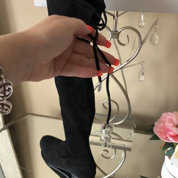 MARC FISHER Black Flat Over the Knee Boots