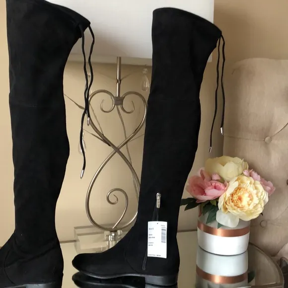 MARC FISHER Black Flat Over the Knee Boots