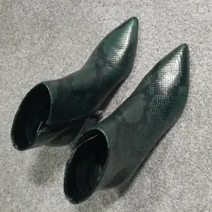 Marc Fisher Jelly Booties In Black/Green Snake 6M