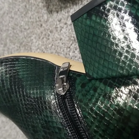 Marc Fisher Jelly Booties In Black/Green Snake 6M
