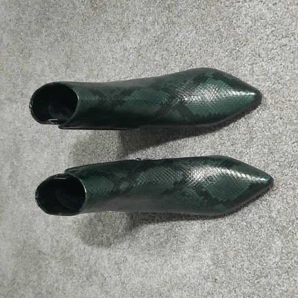 Marc Fisher Jelly Booties In Black/Green Snake 6M