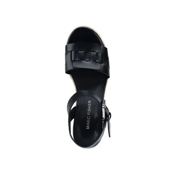 MARC FISHER Womens Black 2&quot; Platform Viga Toe Block Heel Espadrille Shoes 11 M