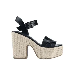 MARC FISHER Womens Black 2&quot; Platform Viga Toe Block Heel Espadrille Shoes 11 M