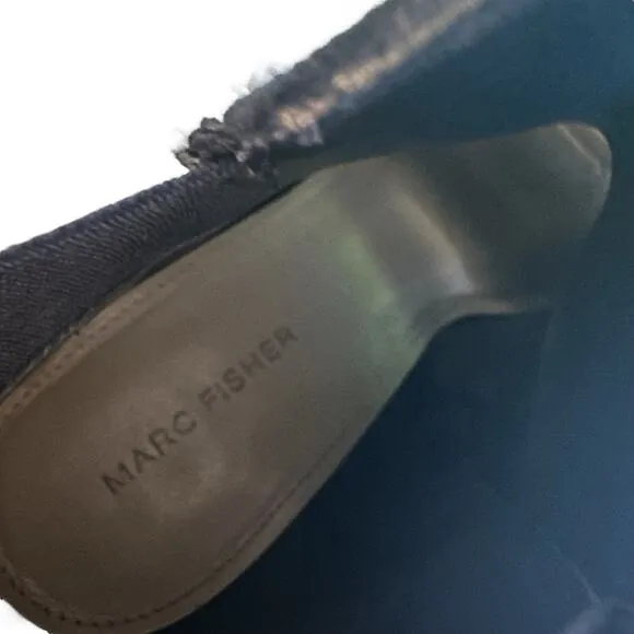Marc Fisher Women's Blue Suede Serenity Peep Toe zip ankle wide width shoes 8W