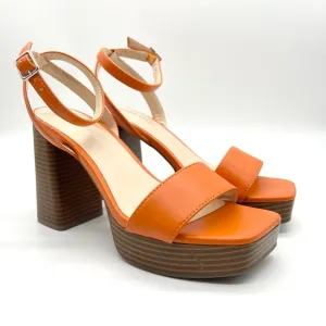 Marc Fisher Women's Orange Block Heel Ankle Strap Dress Sandals 6