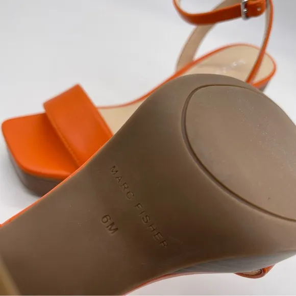 Marc Fisher Women's Orange Block Heel Ankle Strap Dress Sandals 6