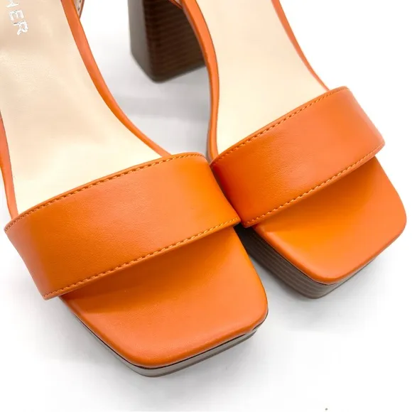Marc Fisher Women's Orange Block Heel Ankle Strap Dress Sandals 6